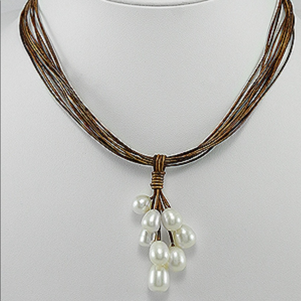 New- Freshwater Pearls and Leather~